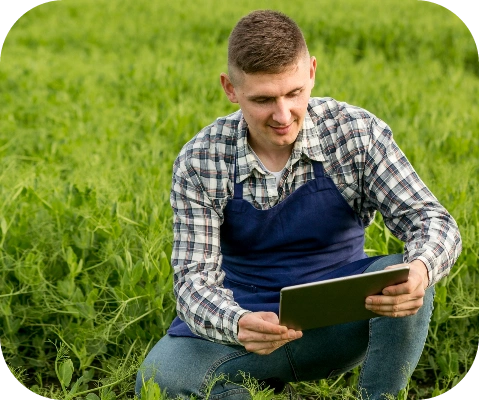 Farmer with tablet